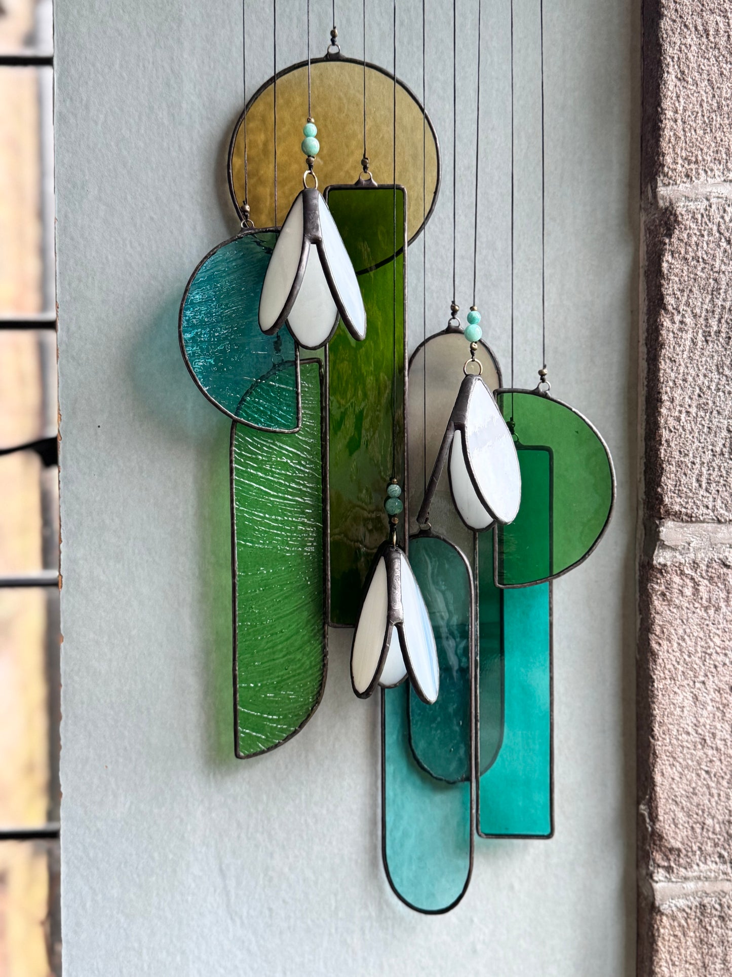 Snowdrop 1 Stained Glass Hanging Sculpture