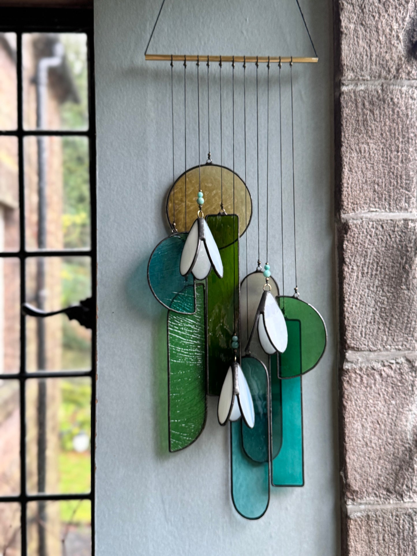 Snowdrop 1 Stained Glass Hanging Sculpture
