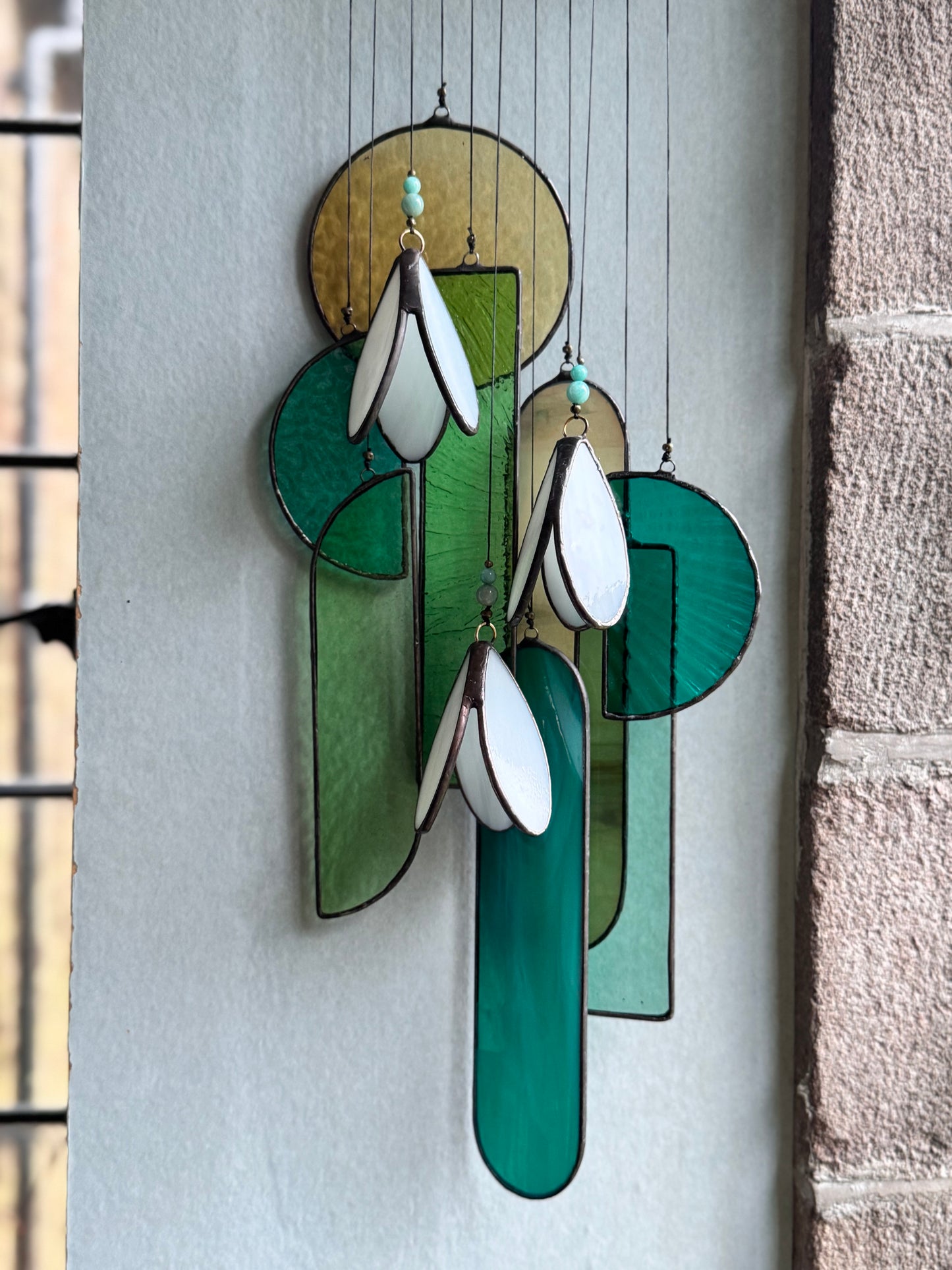 Snowdrop 2 Stained Glass Hanging Sculpture