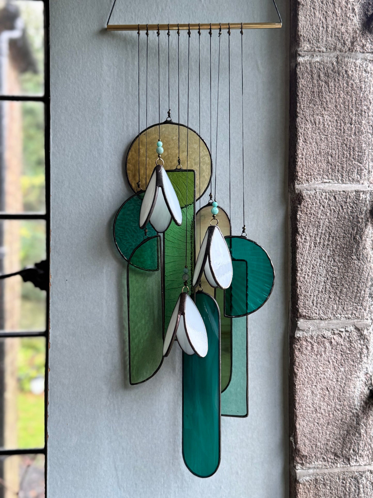 Snowdrop 2 Stained Glass Hanging Sculpture