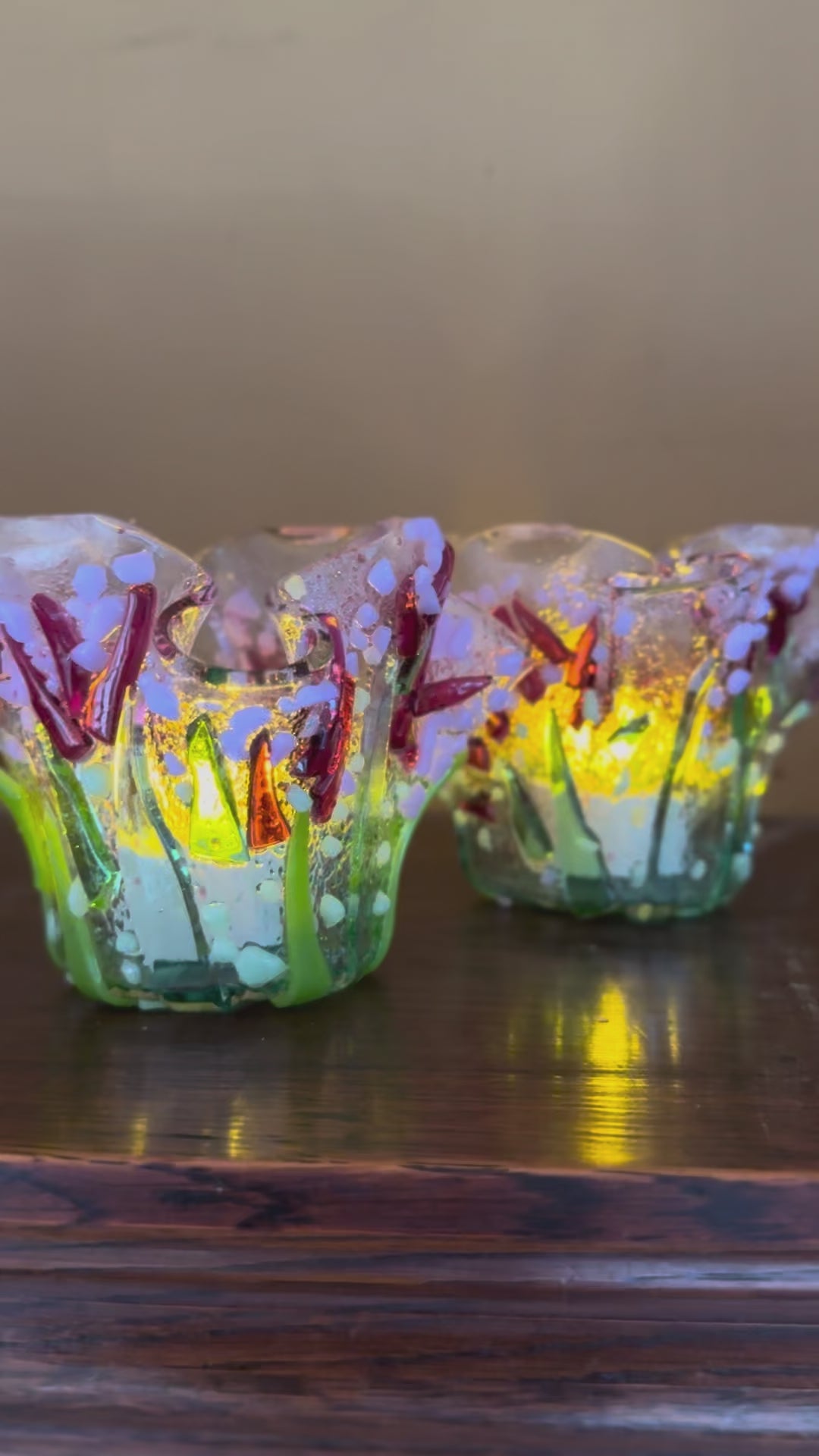 Verbena Handmade Glass Tea-light Holder, Set of 2